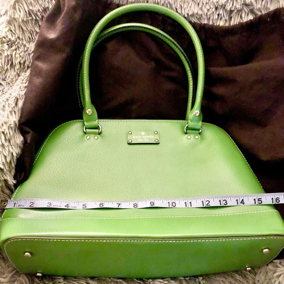 Vintage Kate Spade New York Wellesley Rachelle Apple Green Leather Satchel Large - Picture 5 of 13